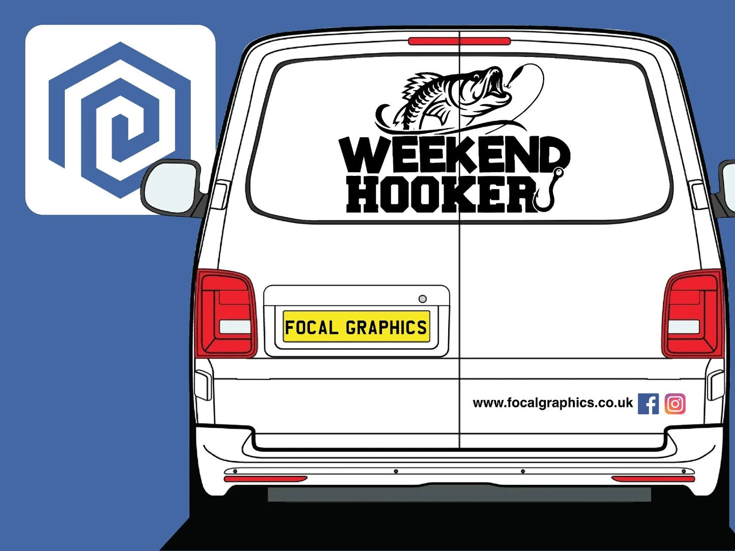 Weekend Hooker Fishing Vinyl Decal For Camper Van Motorhome Sticker Campervan