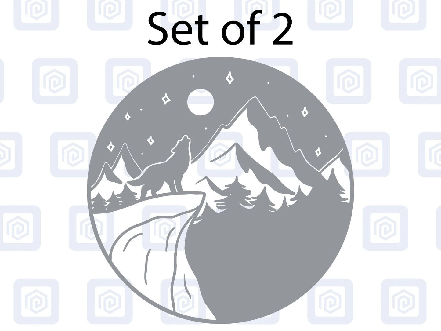 2x Wolf Moon & Mountain Vinyl Decals For Camper Van Caravan Sticker Graphic