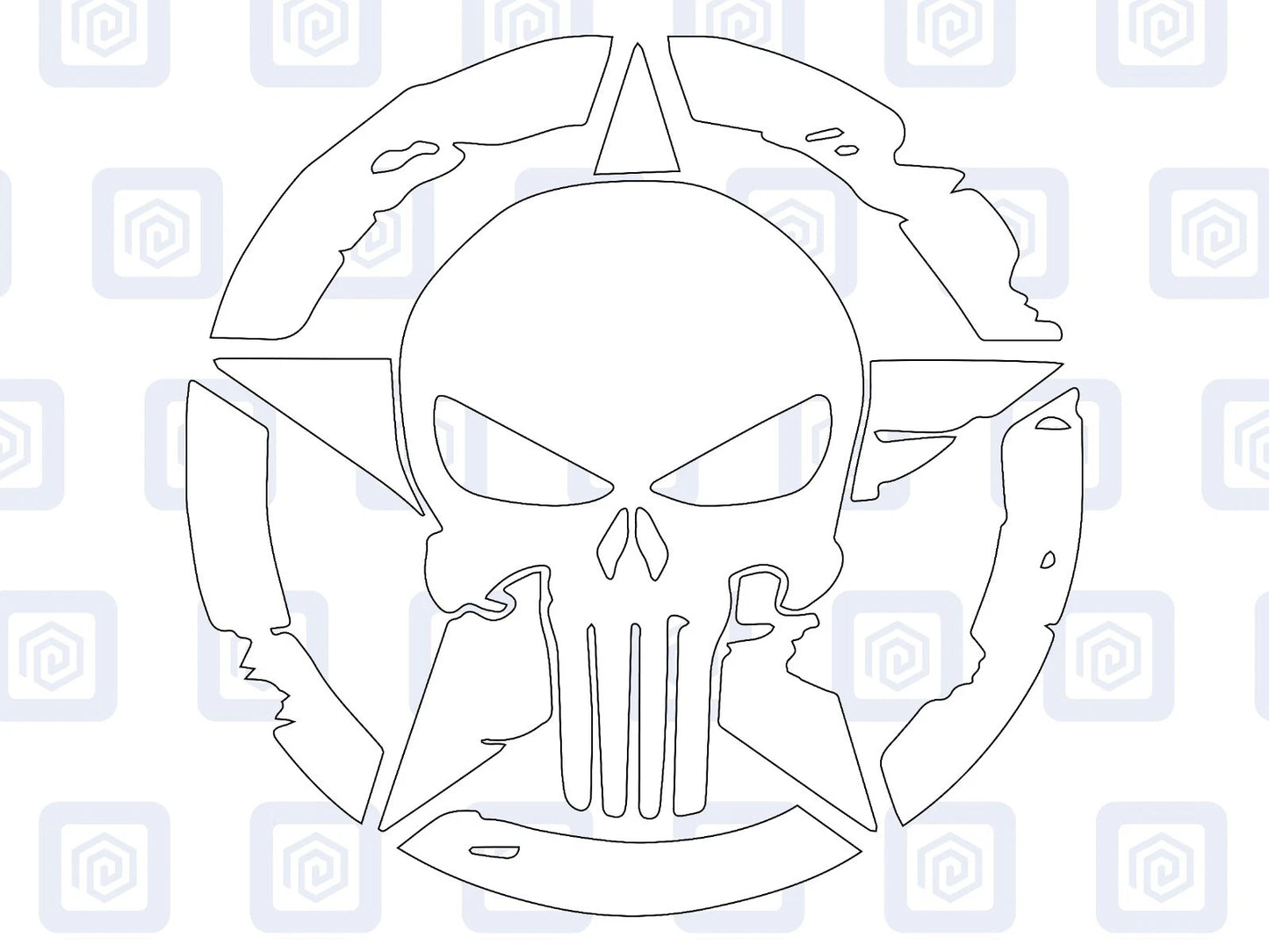Skull Star Punisher Circle Decals For Camper Van Caravan Sticker Graphic