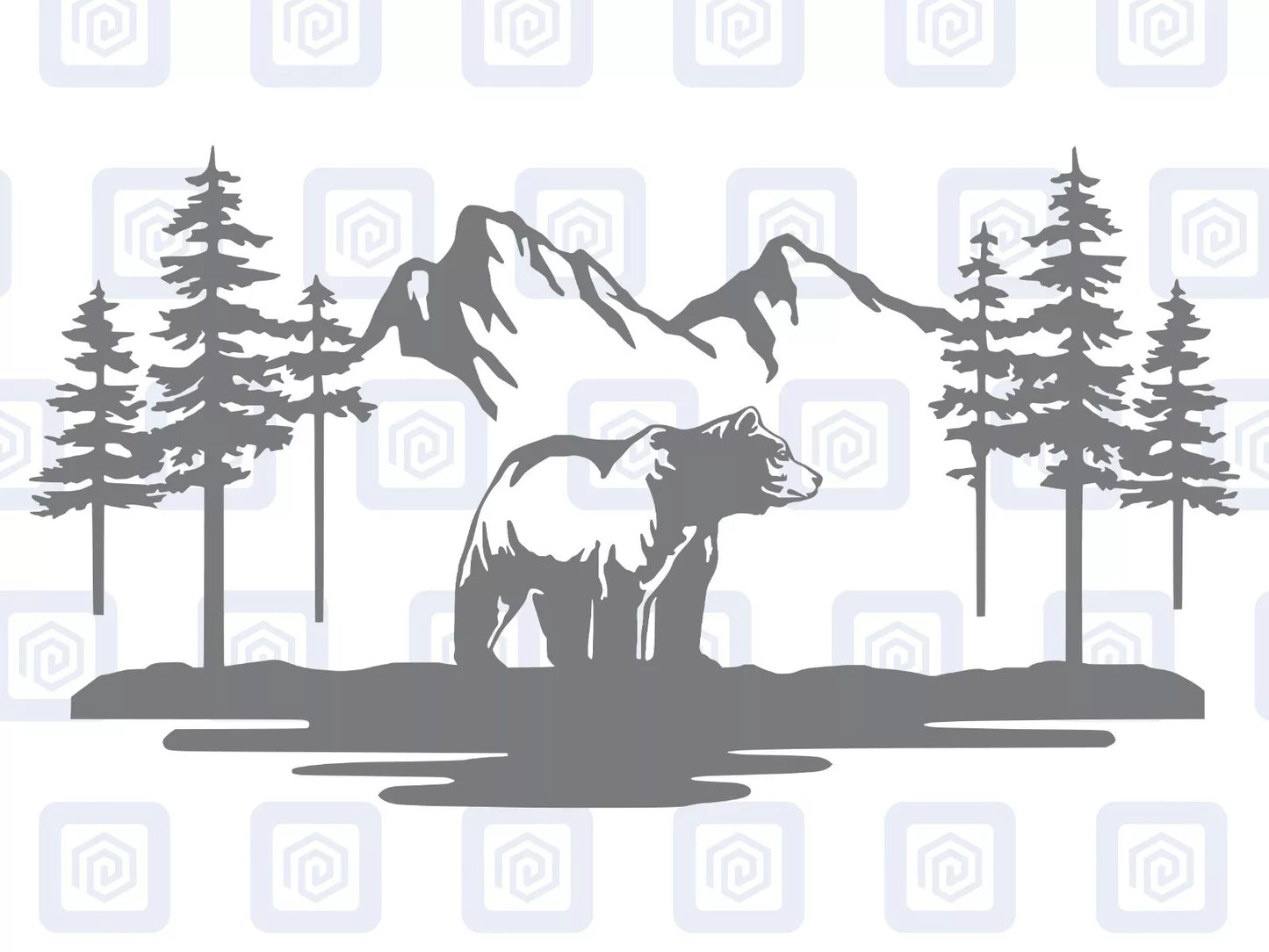 LARGE Bear Mountain Decal For Campervan Van Caravan Sticker Graphic Forrest