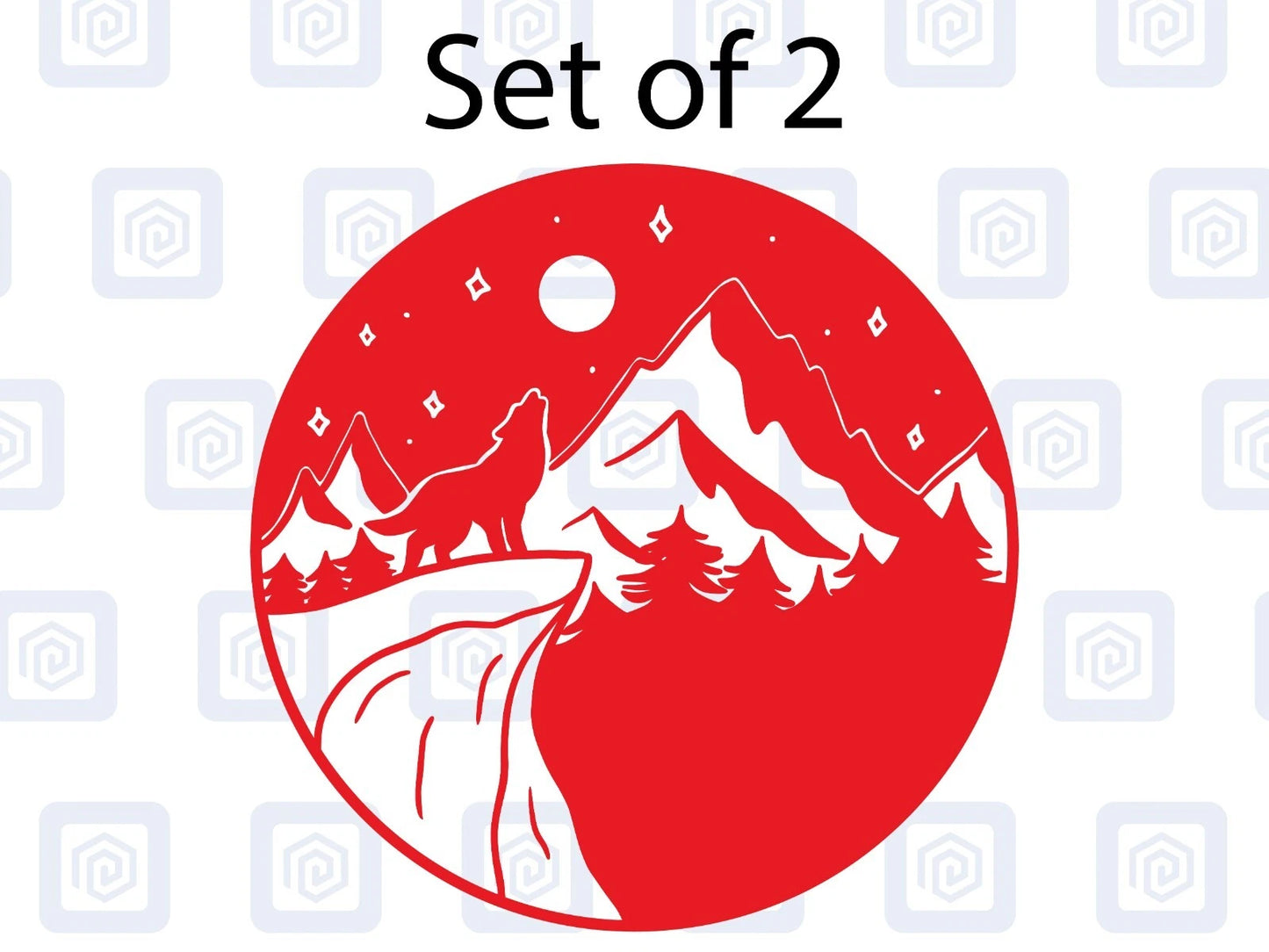2x Wolf Moon & Mountain Vinyl Decals For Camper Van Caravan Sticker Graphic
