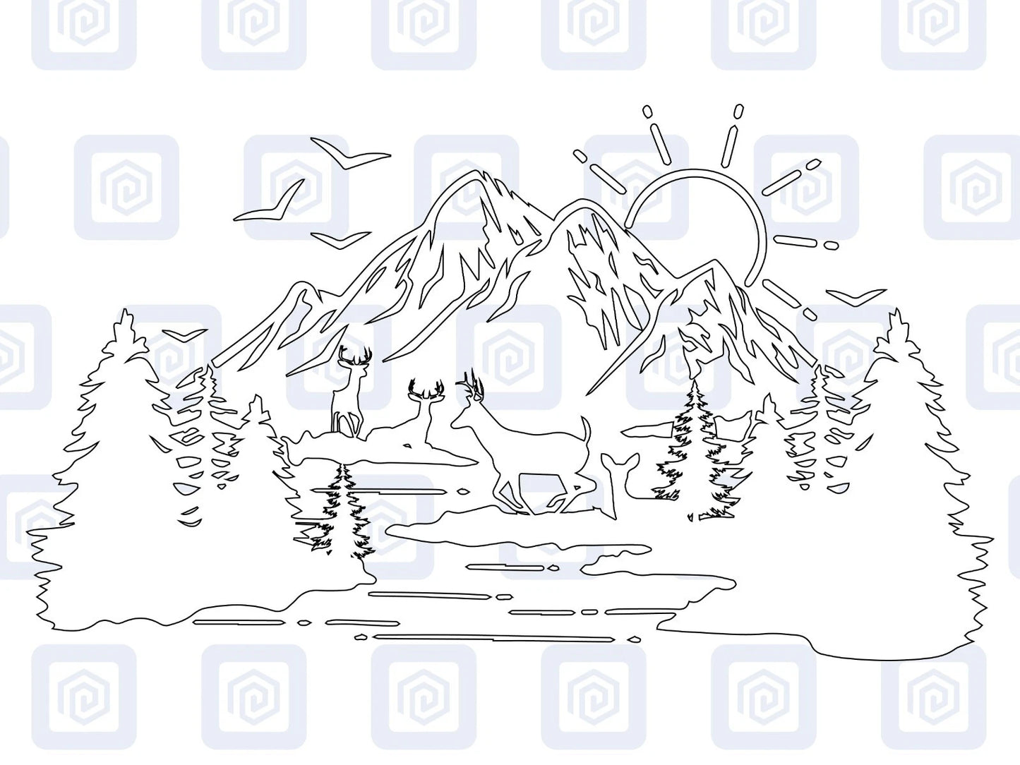 Scenic Lake Deer Mountain Vinyl Decal Campervan Van Caravan Sticker Graphic