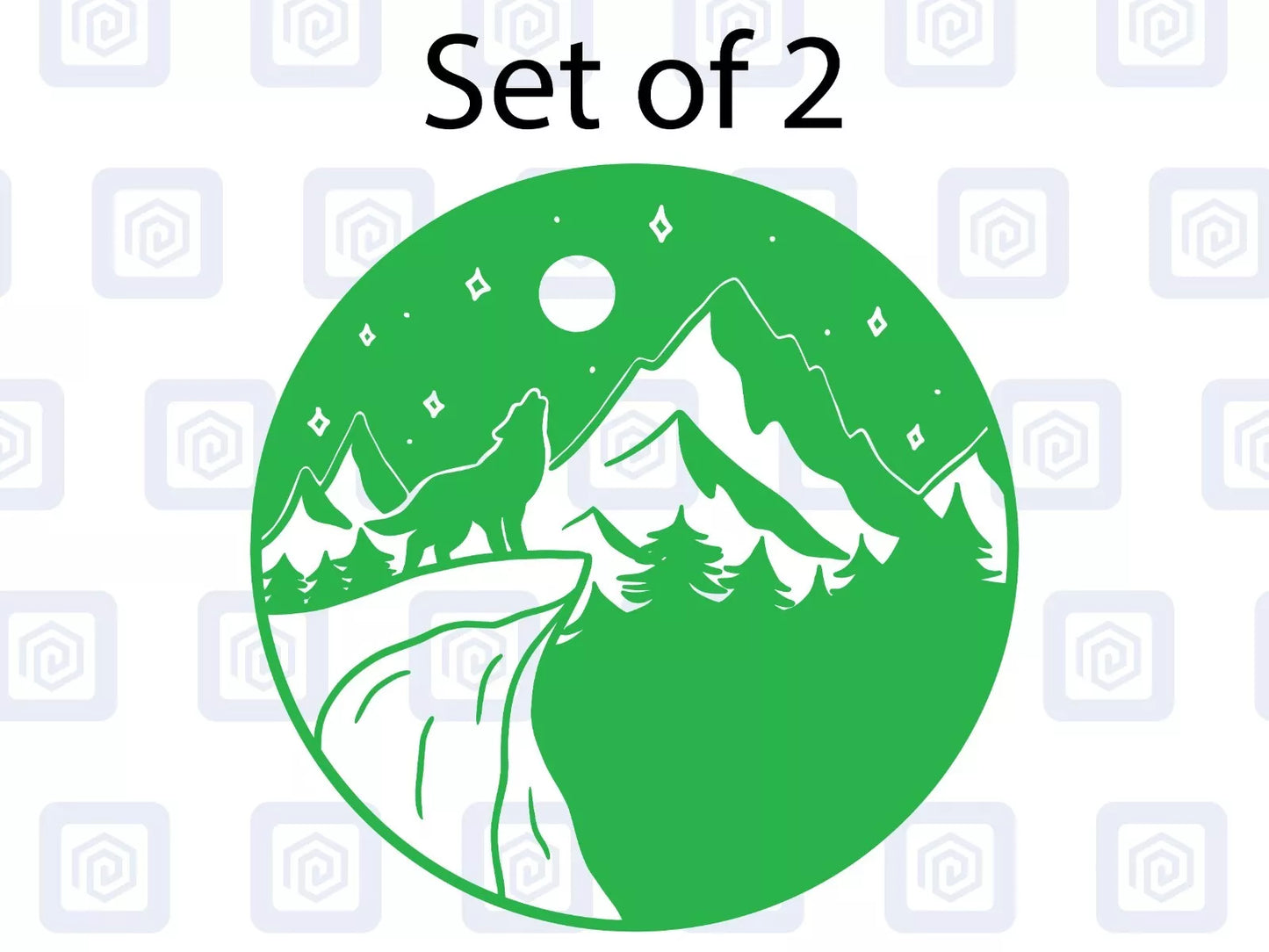 2x Wolf Moon & Mountain Vinyl Decals For Camper Van Caravan Sticker Graphic