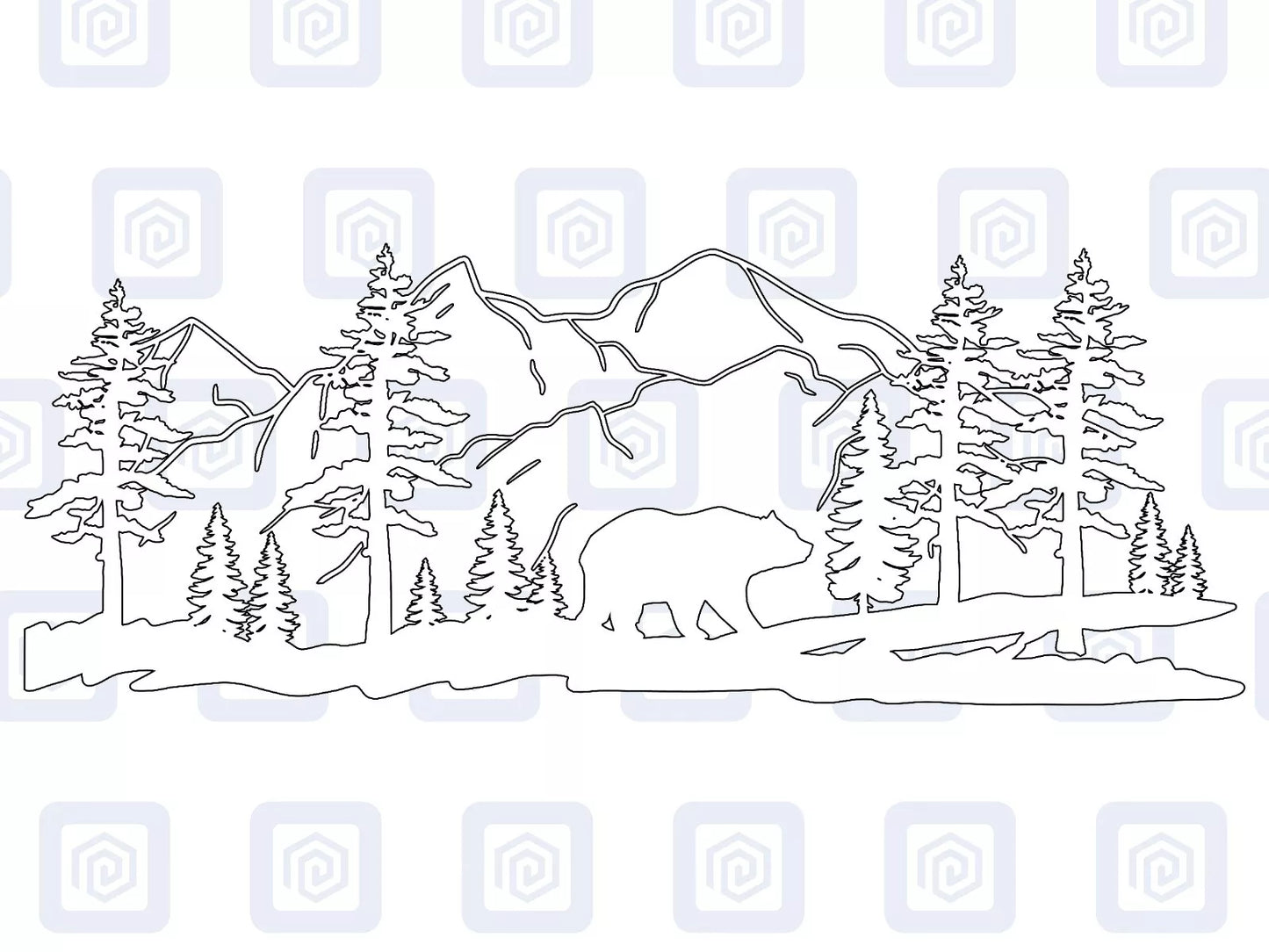 LARGE Bear Mountain Forrest Vinyl Decals For Camper Van Caravan Sticker Graphic