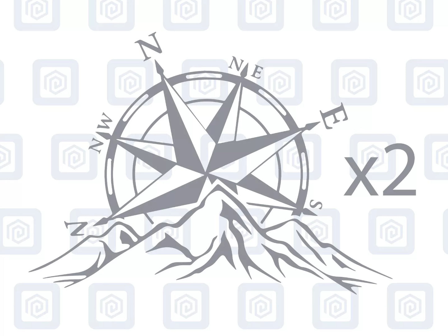 2x Compass Mountain Vinyl Decals For Camper Motorhome Caravan Sticker Graphic