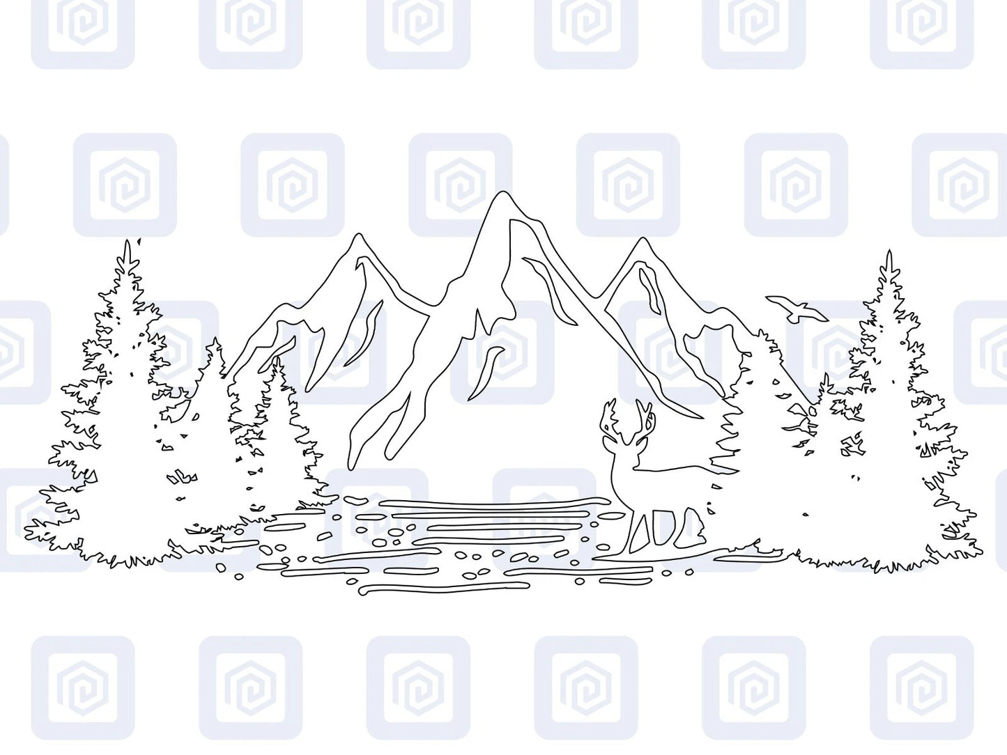 LARGE Forrest Mountain Lake Deer Decal Campervan Van Caravan Sticker Graphic