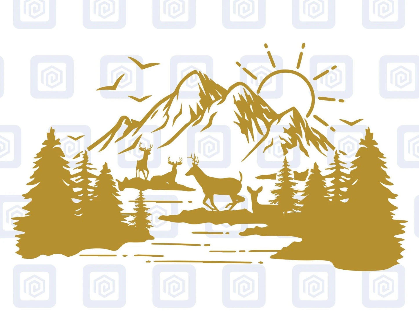 Scenic Lake Deer Mountain Vinyl Decal Campervan Van Caravan Sticker Graphic