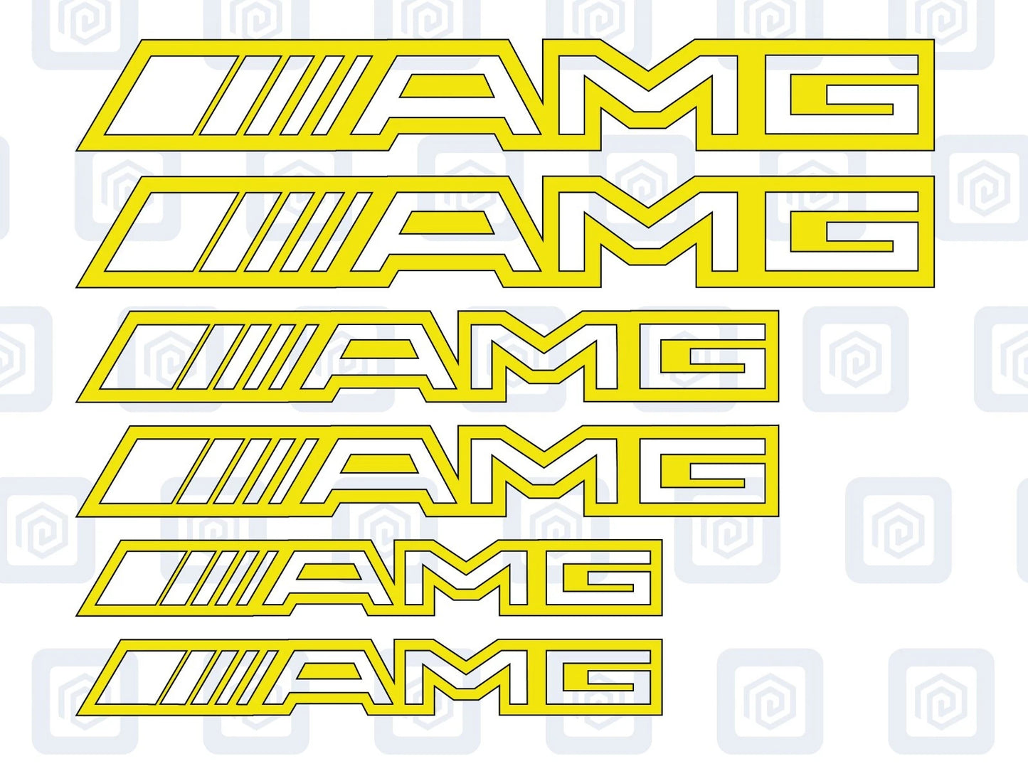 AMG Hollow Letter Brake Caliper Decal Style Stickers - 3 SIZES - x 6