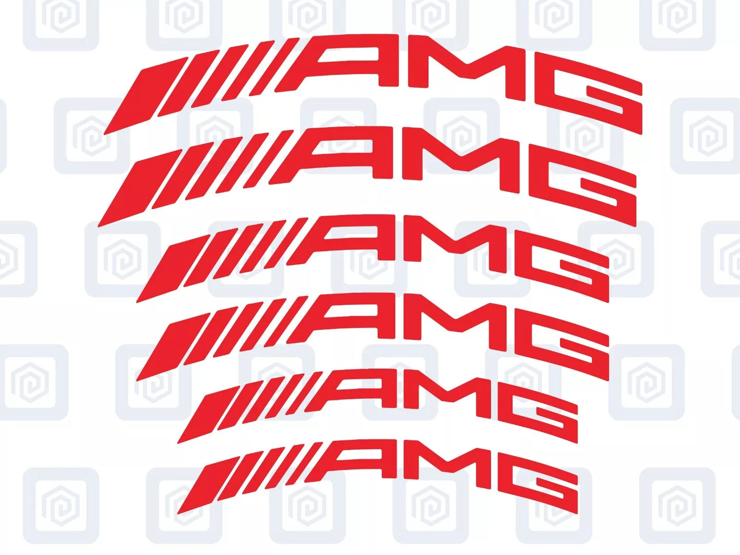 AMG Curved Brake Caliper Decal Style Stickers - 3 SIZES - x 6
