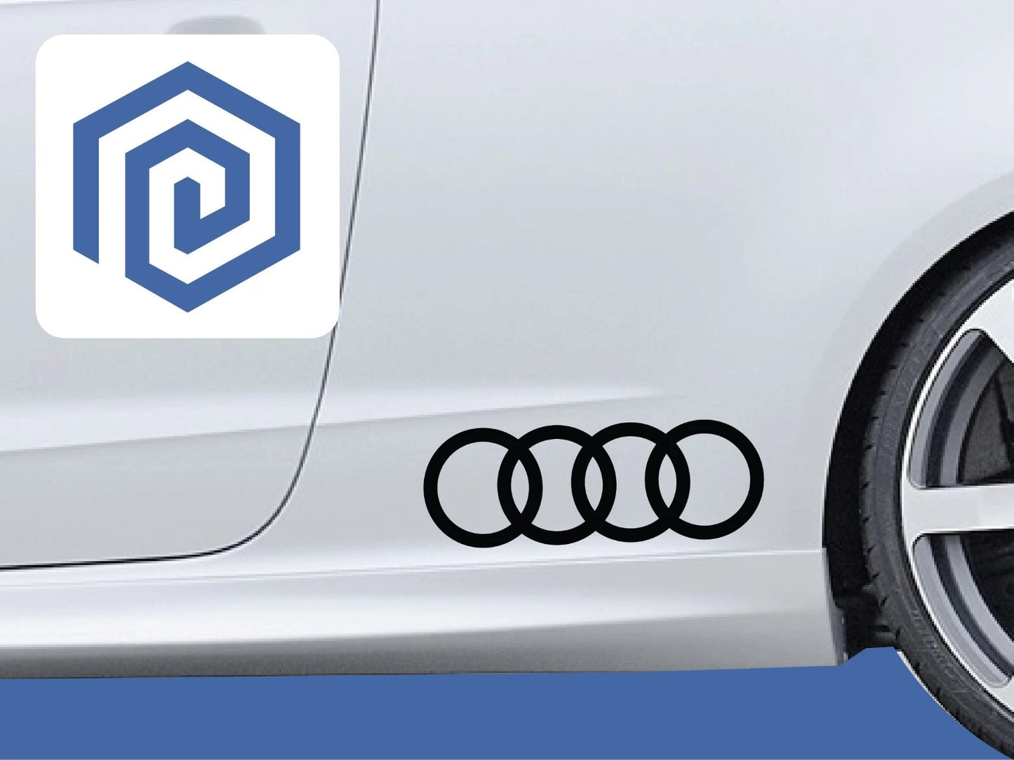 Rings Side Skirt Door Decals Fits A3 A4 A5 A6 TT Sticker Logos Pair (set of 2)