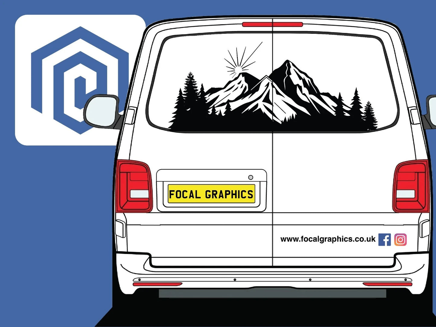 LARGE Mountain Forrest Hiking Lake Nature Vinyl Decal Camper Van Caravan Sticker