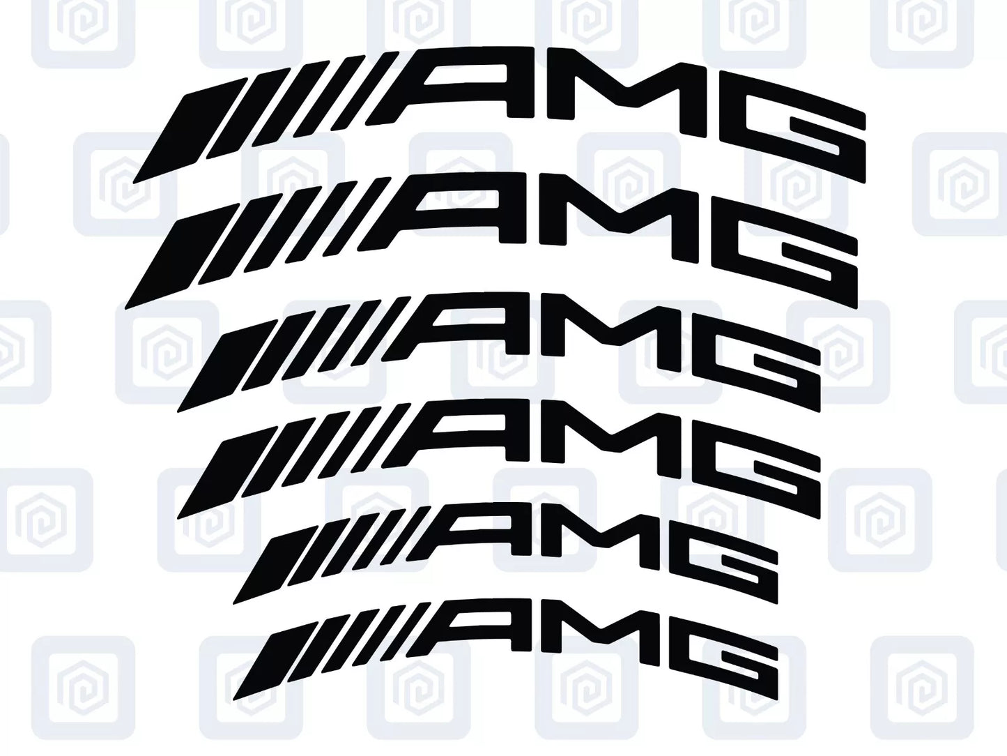 AMG Curved Brake Caliper Decal Style Stickers - 3 SIZES - x 6