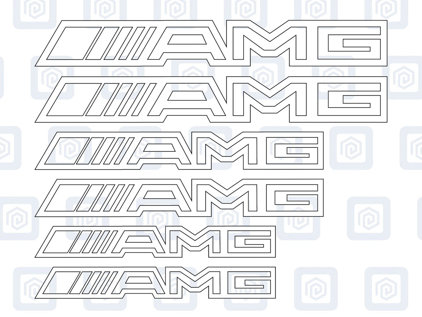 AMG Hollow Letter Brake Caliper Decal Style Stickers - 3 SIZES - x 6