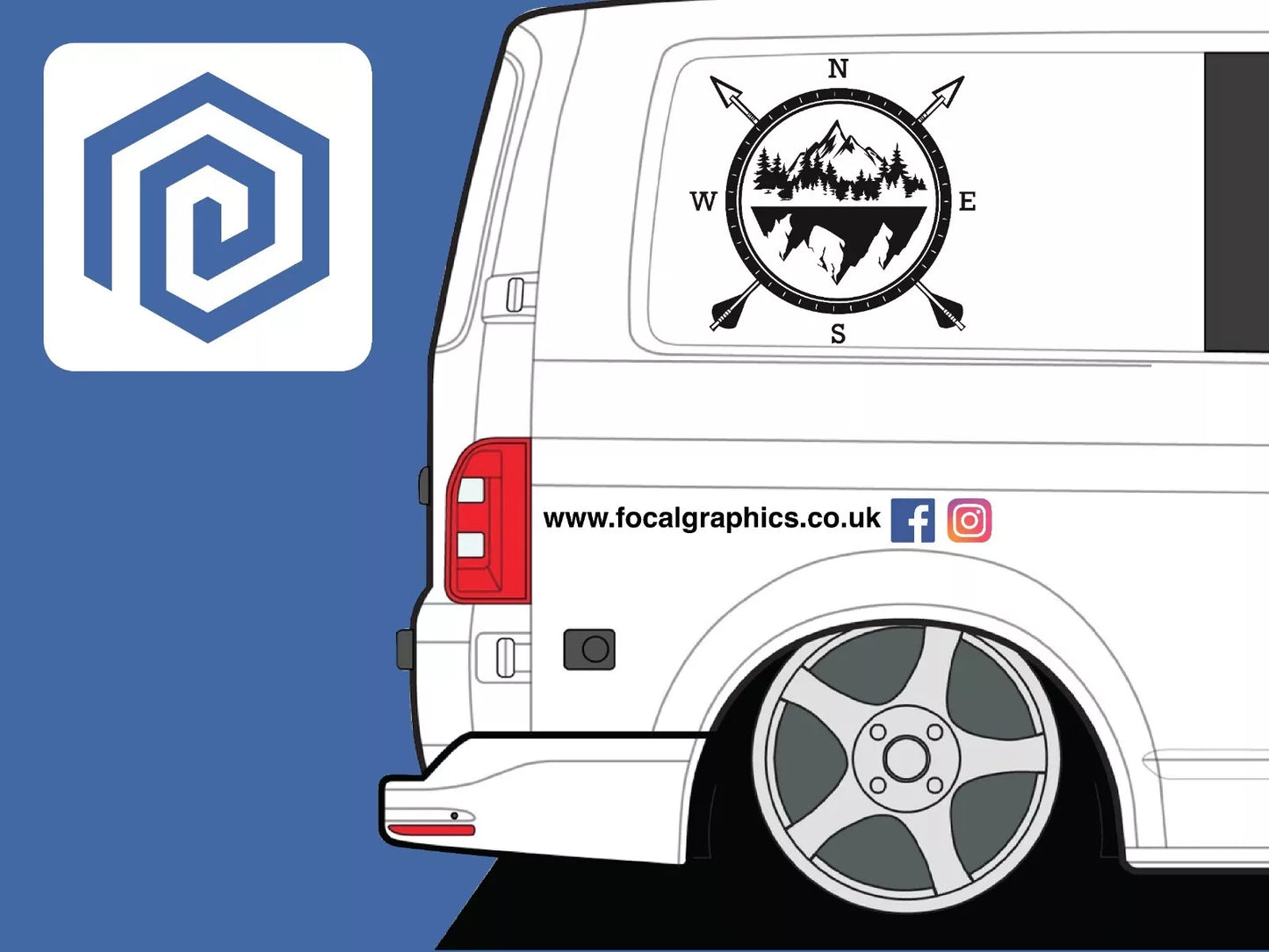Compass Arrow Vinyl Decal For Camper Van Caravan Motorhome Graphic Campervan