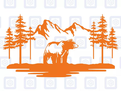 LARGE Bear Mountain Decal For Campervan Van Caravan Sticker Graphic Forrest