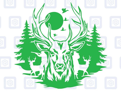 Deer Forrest Vinyl Decal For Campervan Van Caravan Sticker Graphic Camping LARGE