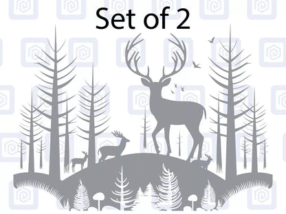 2x Scenic Woodland Mountain Vinyl Decals For Camper Van Caravan Sticker Graphic