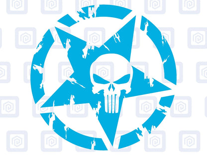 Skull Star Punisher Circle Decals For Camper Van Caravan Sticker Graphic