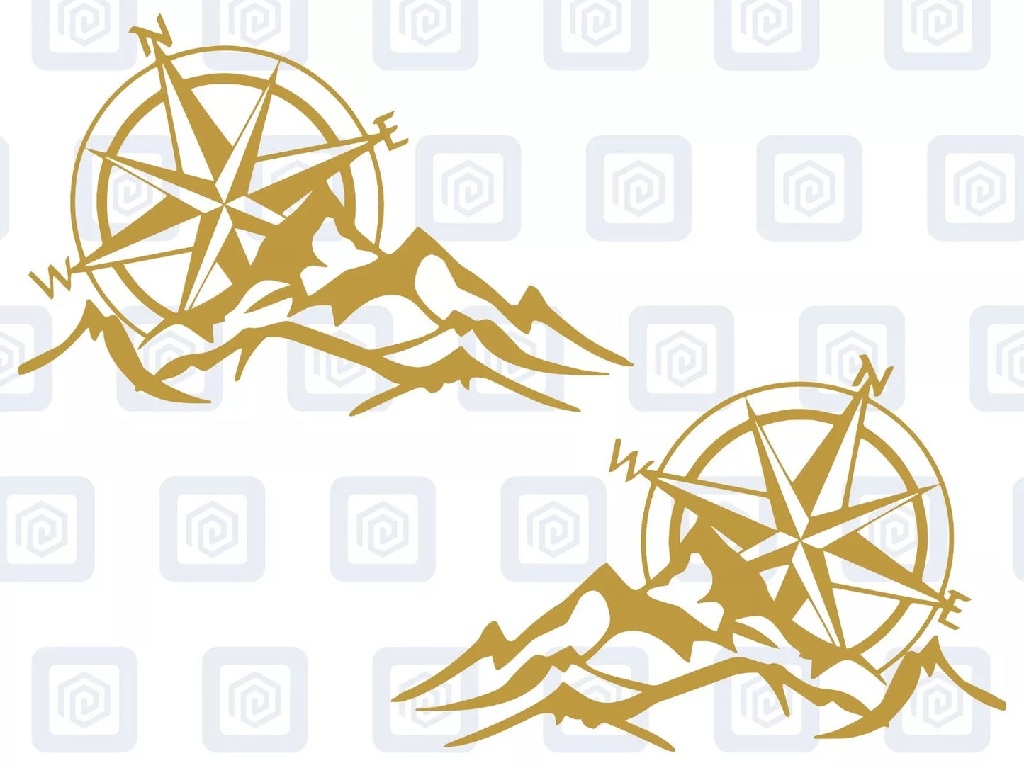 LARGE 2x Compass Mountain Vinyl Decals For Camper Van Caravan Sticker Graphic