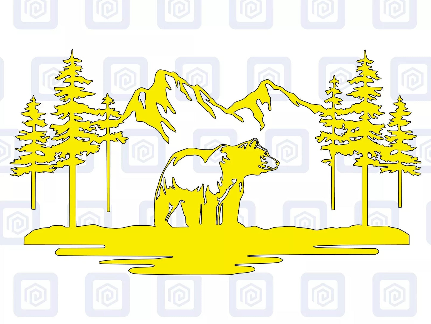 LARGE Bear Mountain Decal For Campervan Van Caravan Sticker Graphic Forrest