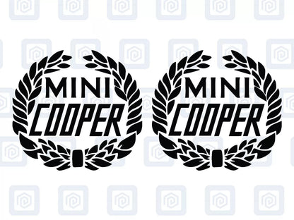 Classic Cooper Crest Fits MINI BMW ROVER AUSTIN Decal sticker logos (set of 2)