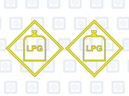 LPG Gas Warning Sign Custom Colour sticker logos (set of 2)