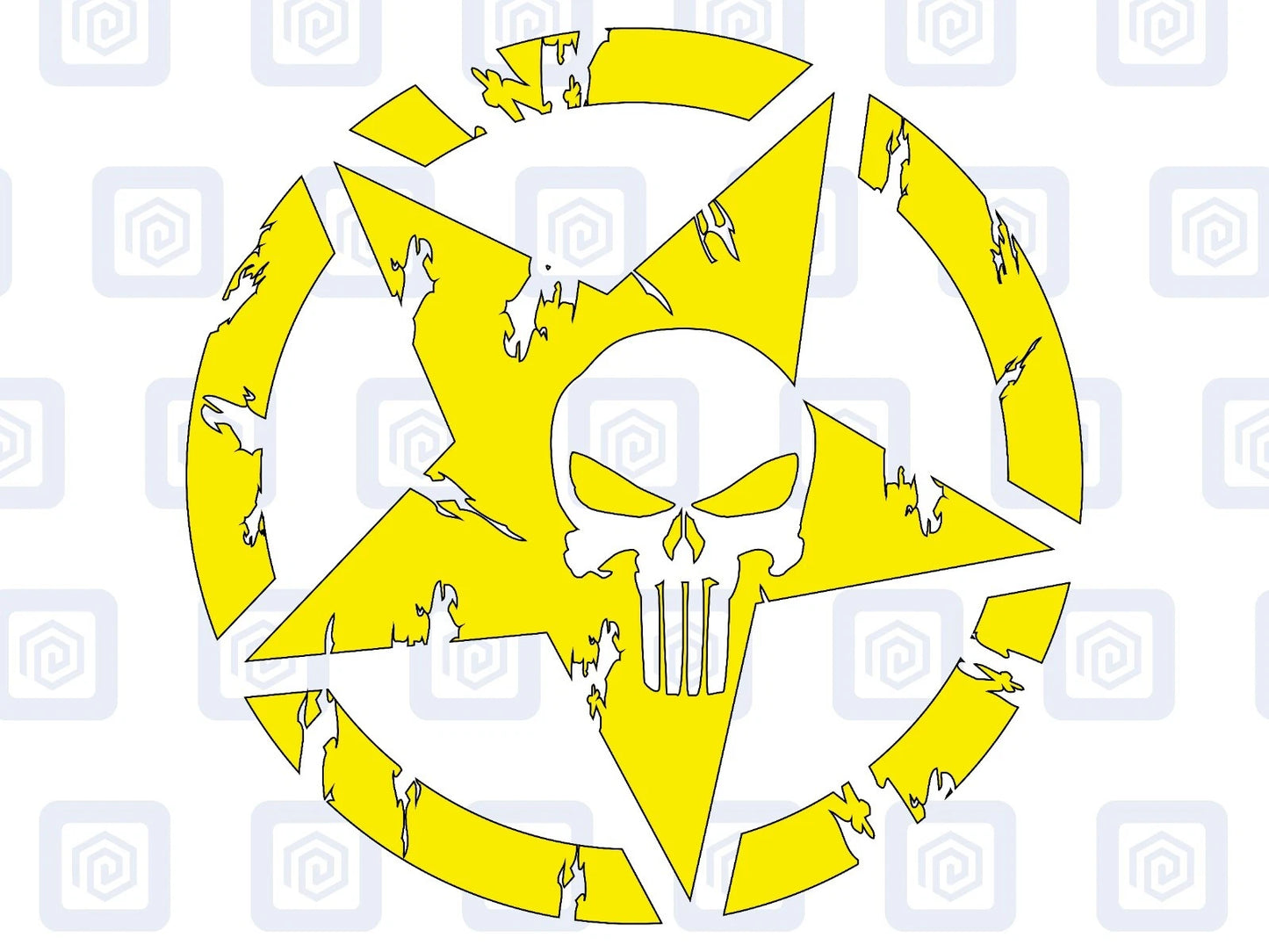 Skull Star Punisher Circle Decals For Camper Van Caravan Sticker Graphic