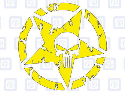 Skull Star Punisher Circle Decals For Camper Van Caravan Sticker Graphic