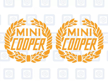 Classic Cooper Crest Fits MINI BMW ROVER AUSTIN Decal sticker logos (set of 2)