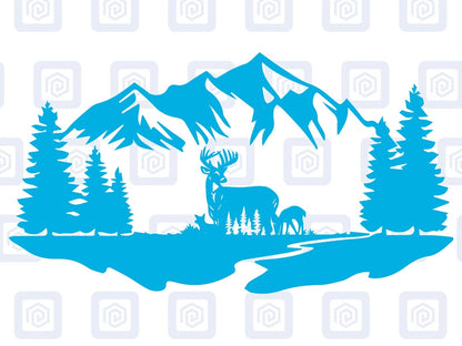 Scenic Deer Mountain Vinyl Decal For Campervan Van Caravan Sticker Graphic Camp