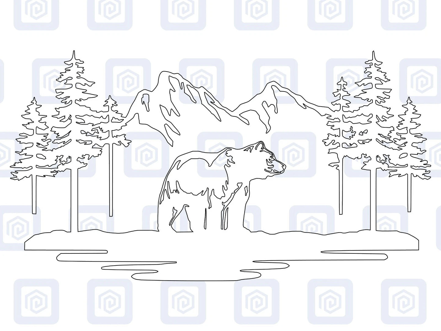 LARGE Bear Mountain Decal For Campervan Van Caravan Sticker Graphic Forrest