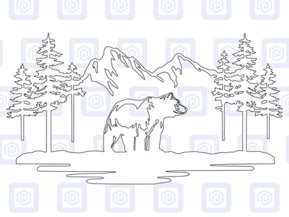 LARGE Bear Mountain Decal For Campervan Van Caravan Sticker Graphic Forrest