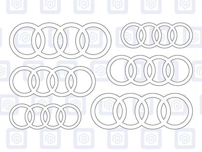 Rings Brake Caliper Decal Style Stickers Fits A3 A4 A5 A6 TT - 3 SIZES - x 6