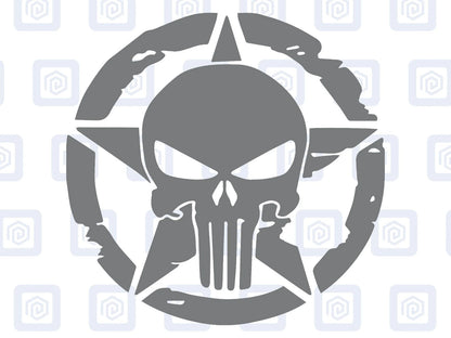 Skull Star Punisher Circle Decals For Camper Van Caravan Sticker Graphic