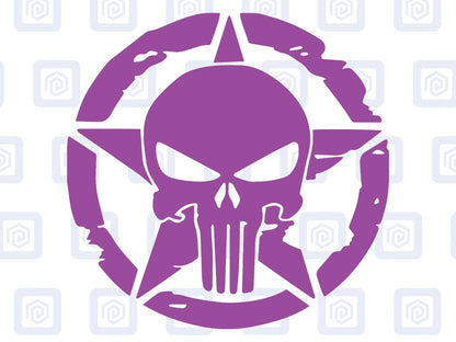 Skull Star Punisher Circle Decals For Camper Van Caravan Sticker Graphic