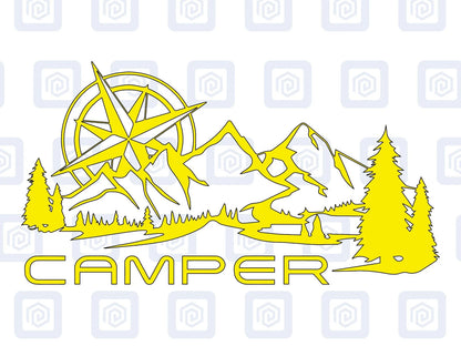 Camper Mountain Wood Vinyl Decals For Camper Van Caravan Sticker Graphic