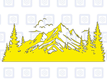 LARGE Mountain Forrest Nature Vinyl Decal Camper Van Caravan Sticker Graphic