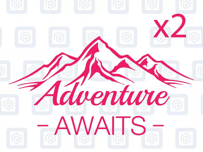 2x Adventure Awaits Vinyl Decals For Camper Motorhome Caravan Sticker Graphic