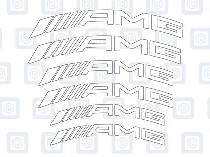 AMG Curved Brake Caliper Decal Style Stickers - 3 SIZES - x 6