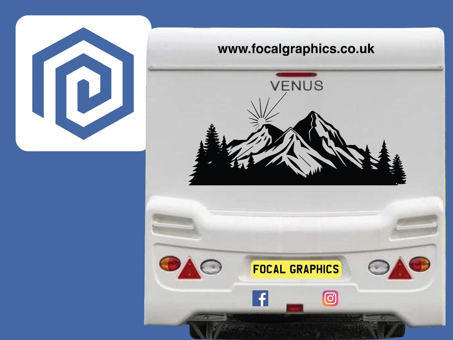 LARGE Mountain Forrest Hiking Lake Nature Vinyl Decal Camper Van Caravan Sticker