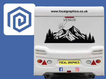 LARGE Mountain Forrest Hiking Lake Nature Vinyl Decal Camper Van Caravan Sticker