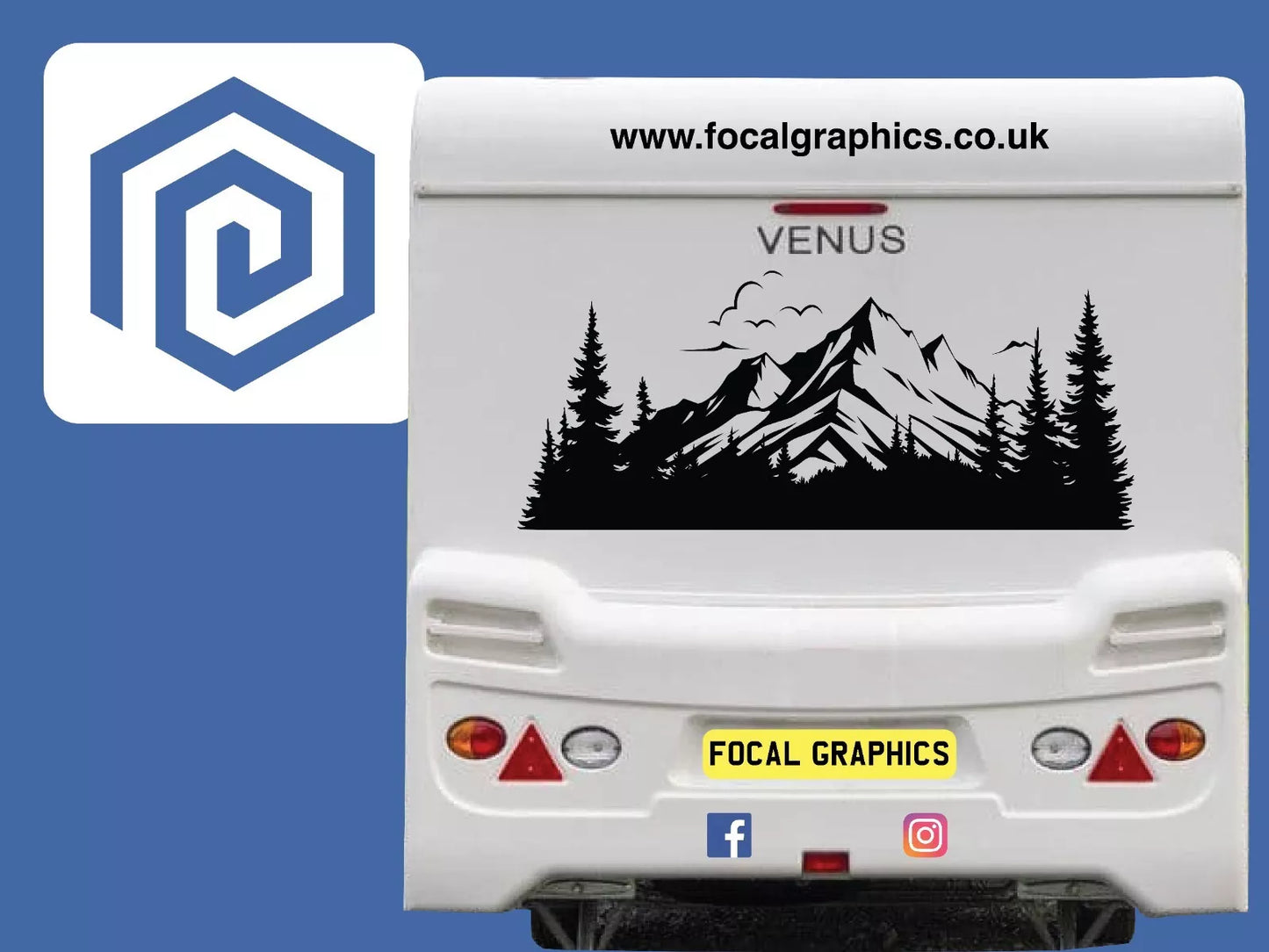 LARGE Mountain Forrest Nature Vinyl Decal Camper Van Caravan Sticker Graphic