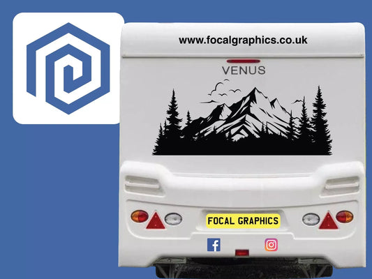 LARGE Mountain Forrest Nature Vinyl Decal Camper Van Caravan Sticker Graphic