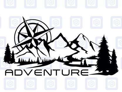 Adventure Mountain Wood Vinyl Decals For Camper Van Caravan Sticker Graphic
