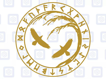 Rune Viking Raven Bird Vinyl Decals For Camper Van Caravan Sticker Graphic