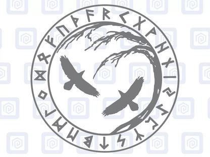 Rune Viking Raven Bird Vinyl Decals For Camper Van Caravan Sticker Graphic