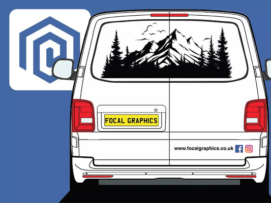 LARGE Mountain Forrest Nature Vinyl Decal Camper Van Caravan Sticker Graphic