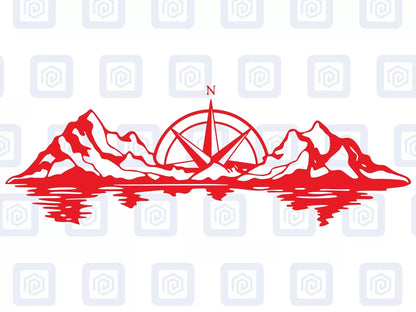 XL Mountain Compass Scenic Vinyl Decals For Camper Van Caravan Sticker Graphic