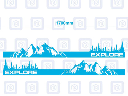 2.2m Explore Full Side Vinyl Decals For Campervan Motorhome Caravan Graphic Sill