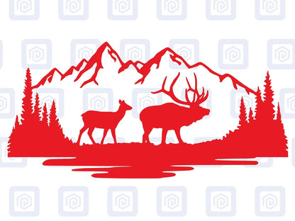 LARGE Stag Deer Doe Forrest Vinyl Decals For Camper Van Caravan Sticker Graphic